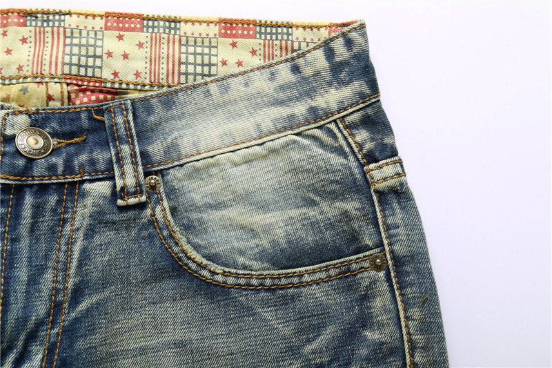 2016 men's new hole retro jeans worn Denim,denim trousers fashion men straight jeans stitching multi hole and the wind wash jeans 28-42