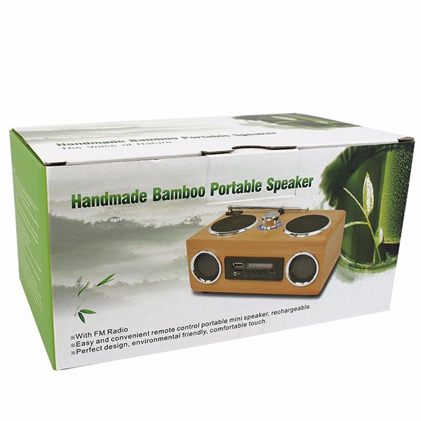 Wireless Bluetooth Multifunctional Bamboo Portable Speaker Bamboo Wood Boombox TF/USB Card Speaker FM Radio with Remote Control MP3 player