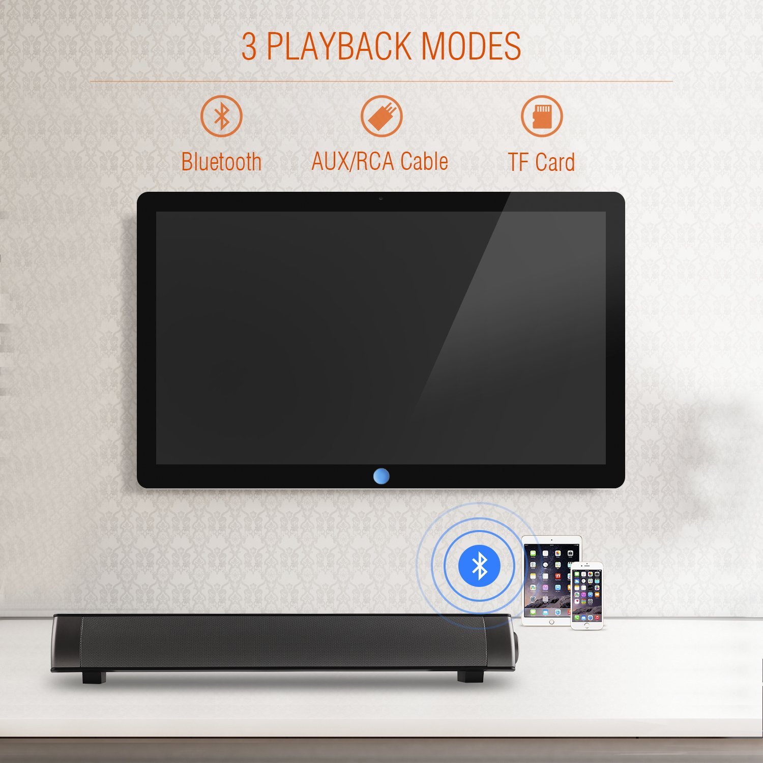 Soundbar Surround Sound Bar Home Theater System With Wired TF Card Bluetooth Speaker Wireless Sound Bar For TV PC Cellphone