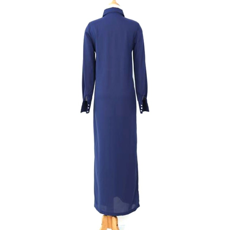 Autumn Tunic Button V-Neck Split Skirts Long Sleeve Party Maxi Beach Unique