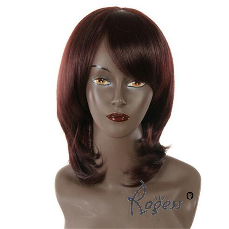 Women short straight Red Brown High temperature Synthteic Hair wig