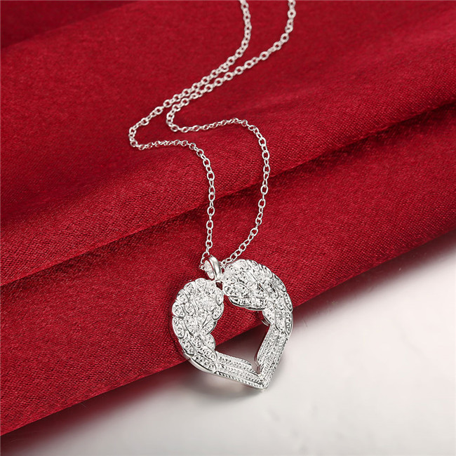 Christmas gift Angel Heart Wings Necklace plated sterling silver necklace STSN357,brand new fashion 925 silver necklace factory direct sale