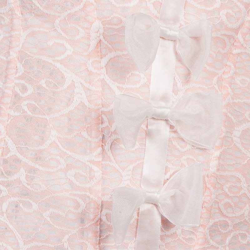 New Women's Pinky Sweet Cute Lolita Overbust Corset with Lace trim and Multi Bow Detail Sexy Dancing Halloween Corset Top