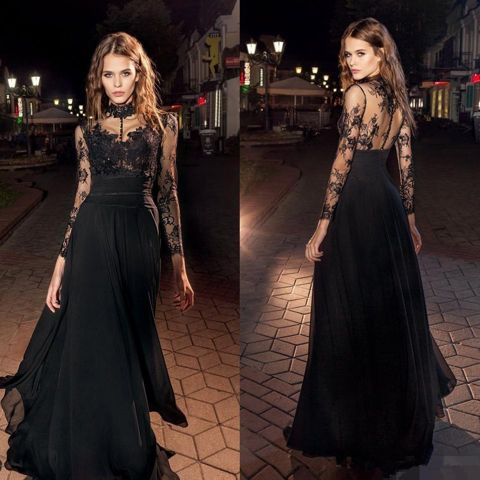 Sexy buttons see through back lace long sleeves prom dresses 2019 high collar floor length chiffon formal evening gowns, Ivory
Sexy buttons see through back lace long sleeves prom dresses 2019 high collar floor length chiffon formal evening gowns, Ivory