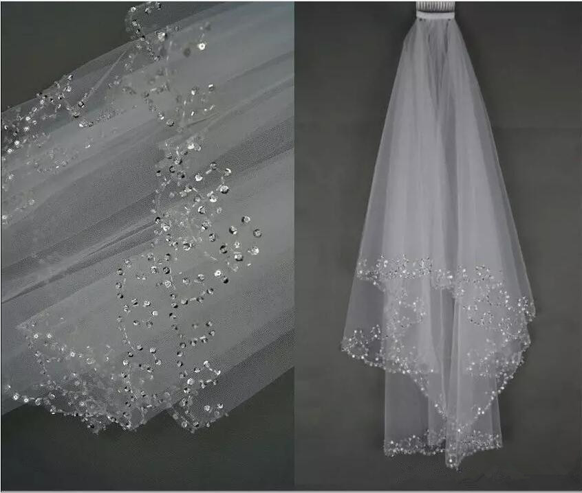 In Stock White&Ivory Bridal Wedding Veil 2 Layer Tulle Perfect Handmade Sequins Beaded Edge Hair Accessories Bridal Veils With Comb, Black
In Stock White&Ivory Bridal Wedding Veil 2 Layer Tulle Perfect Handmade Sequins Beaded Edge Hair Accessories Bridal Veils With Comb, Black