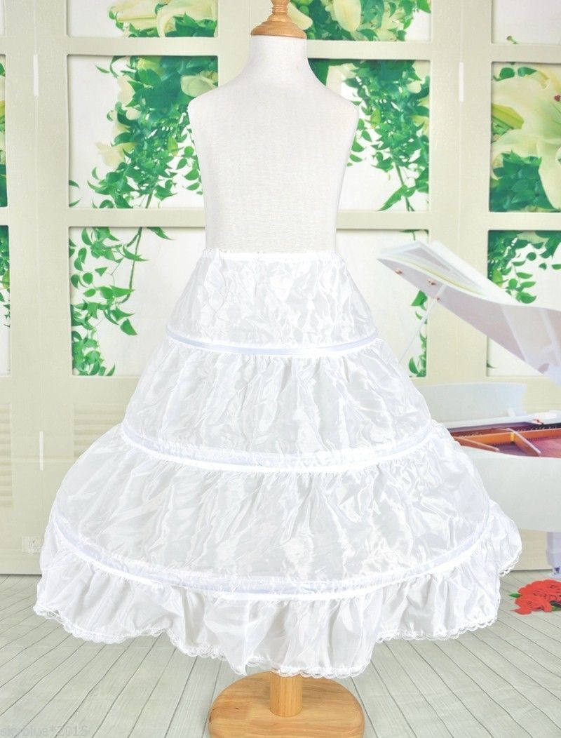 New Elegant Flower Girl 3-Hoop A-Line Crinoline Petticoat Underskirt Children Age 2-14 For Flower Girls pageant Party Dress Adjust size Kids