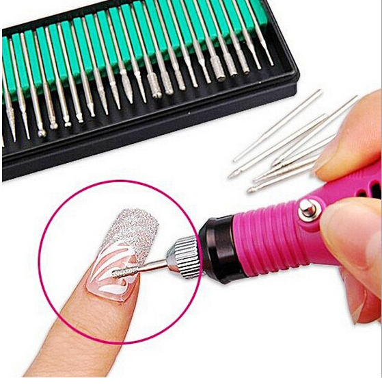 Professional Pink Electric Nail Drill Manicure Machine with Drill Bits 110v-240V(EU Plug) Easy to Use