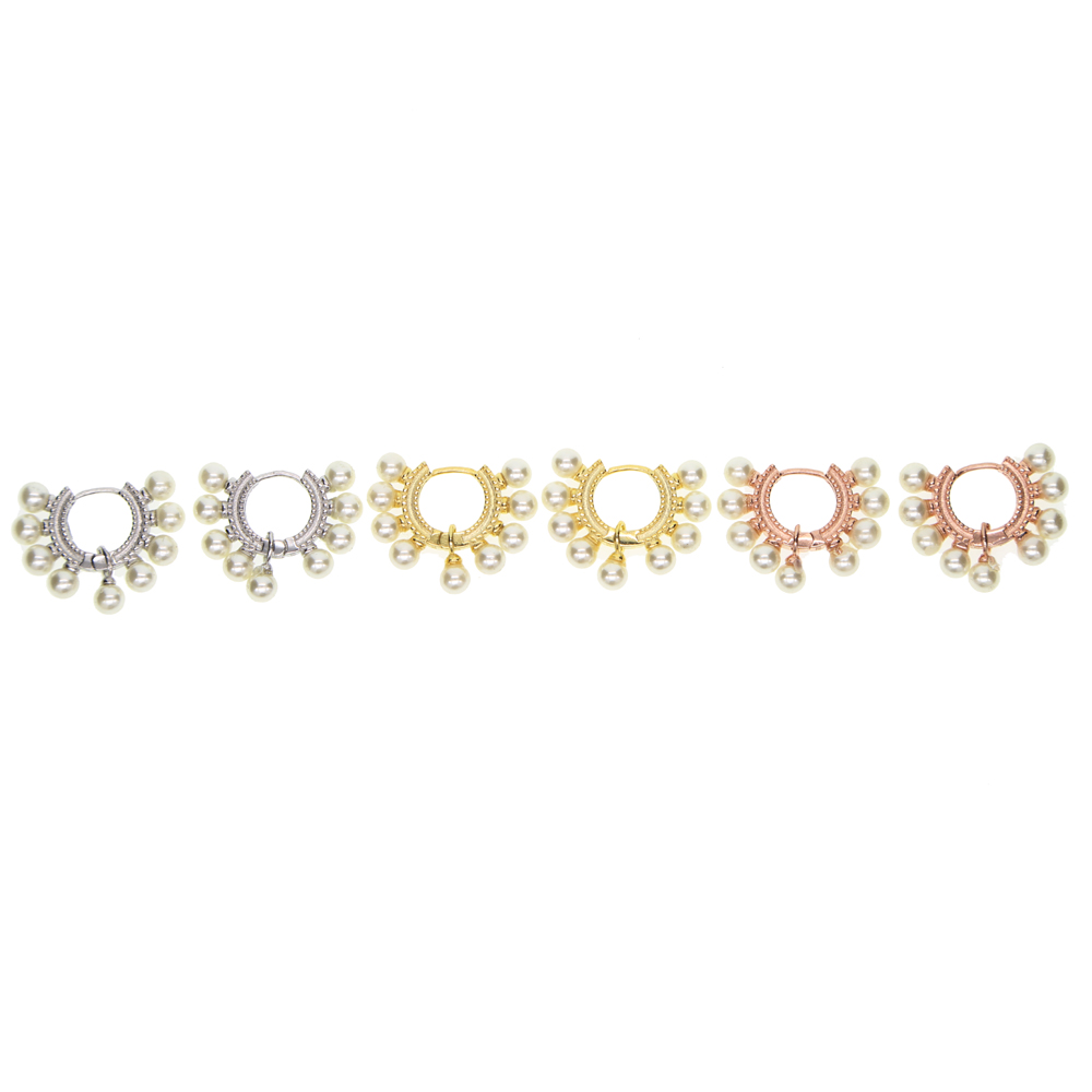 2024 Sterg Sea Bead Hie Hoop Earrings, Elegant Delicate Jewelry Women and Girls, Perfect for Style Sier Pearl Earrings