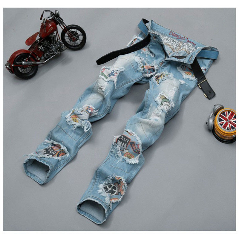 Wholesale-Cool Mens Rock Dance Jeans Light Ripped Distressed Tassel Patched Hot Skinny Washed Denim Pants For Men, Multi
Wholesale-Cool Mens Rock Dance Jeans Light Ripped Distressed Tassel Patched Hot Skinny Washed Denim Pants For Men, Multi
