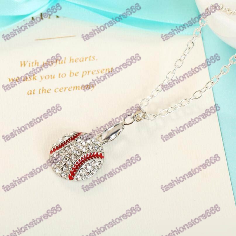 Crystal Baseball Pendant Necklaces Fashion Sports Jewelry Best Friend Gift For Team Club Base Ball Lovers