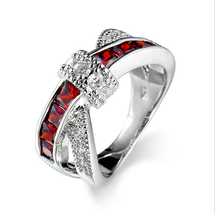 Victoria Wieck New Women Fashion Jewelry 10KT White Gold Filled Multi-Gemstones Princess Cut CZ Dia Wedding Girls Belt Ring for Lovers