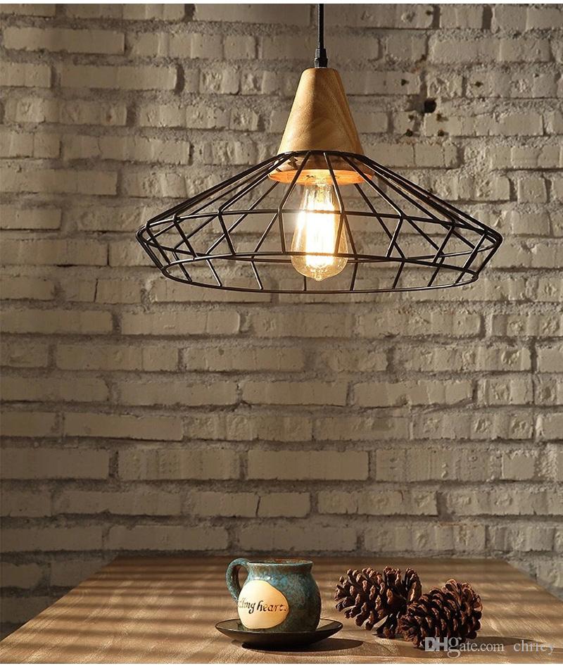 Retro Loft Led Industrial Pendant Lamp Wooden Chandelier Lighting for Restaurant Bar Coffee Kitchen Home Decoration