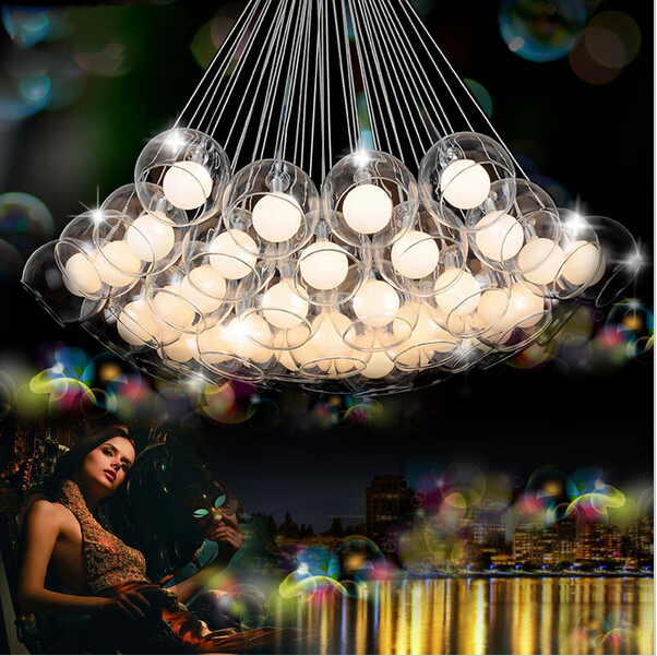 Modern Art Glass Chandelier DIY Glass Ball Pendant Light Fixture G4 Hanging Light for Living Room Bar Restaurant AC85-265V