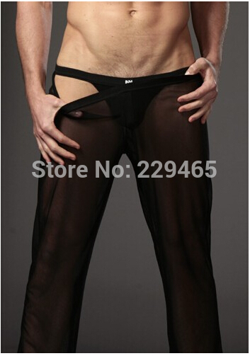 Wholesale-Fashion leisure pants sleep pants pyjama men homewear sleep wear for men transparent sheer trousers underwear lounge