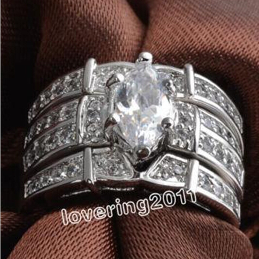 Wholesale - Size 6/7/8/9/10 Fashion jewelry Nice Lover Marquise Cut Topaz 14KT White Gold Filled GF 3 rings Wedding Band Ring Set for love g
Wholesale - Size 6/7/8/9/10 Fashion jewelry Nice Lover Marquise Cut Topaz 14KT White Gold Filled GF 3 rings Wedding Band Ring Set for love g