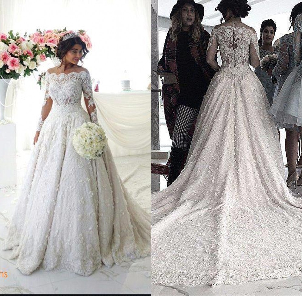 Vintage Ball Gown Wedding Dresses Off Shoulder Long Sleeves Arabic Muslim Islamic Wedding Gowns Lace Appliques Bridal Dress, White
Vintage Ball Gown Wedding Dresses Off Shoulder Long Sleeves Arabic Muslim Islamic Wedding Gowns Lace Appliques Bridal Dress, White