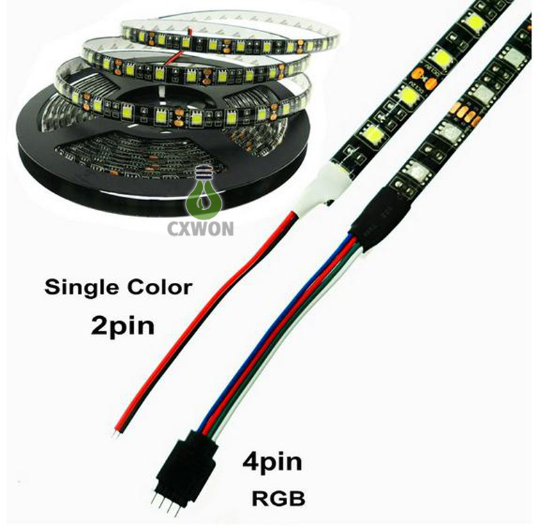 Black PCB board 5050 led strip Warm white White RGB 5050 IP65 Waterproof DC12V 300 LEDs 60led M flexible l