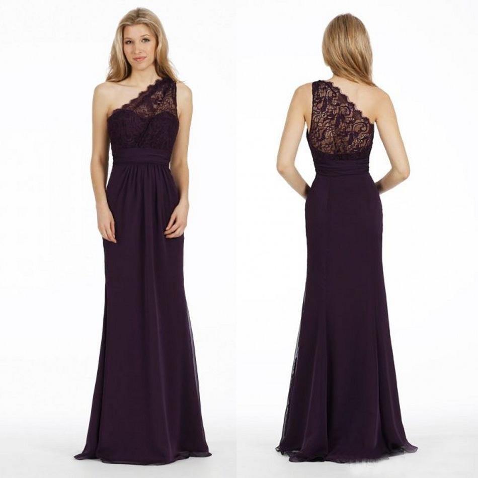 Eggplant Chiffon One Shoulder Mermaid Bridesmaid Dresses 2016 Cheap Lace Ruched Floor Length Maid Of Honor Gowns Custom Made EN9302
Eggplant Chiffon One Shoulder Mermaid Bridesmaid Dresses 2016 Cheap Lace Ruched Floor Length Maid Of Honor Gowns Custom Made EN9302