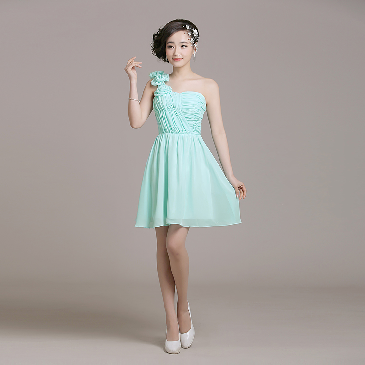 Pleated Short Chiffon Junior Bridesmaid Dress With Flower Lace Up 2020 New Wedding Guest Dress Ice Blue Gowns