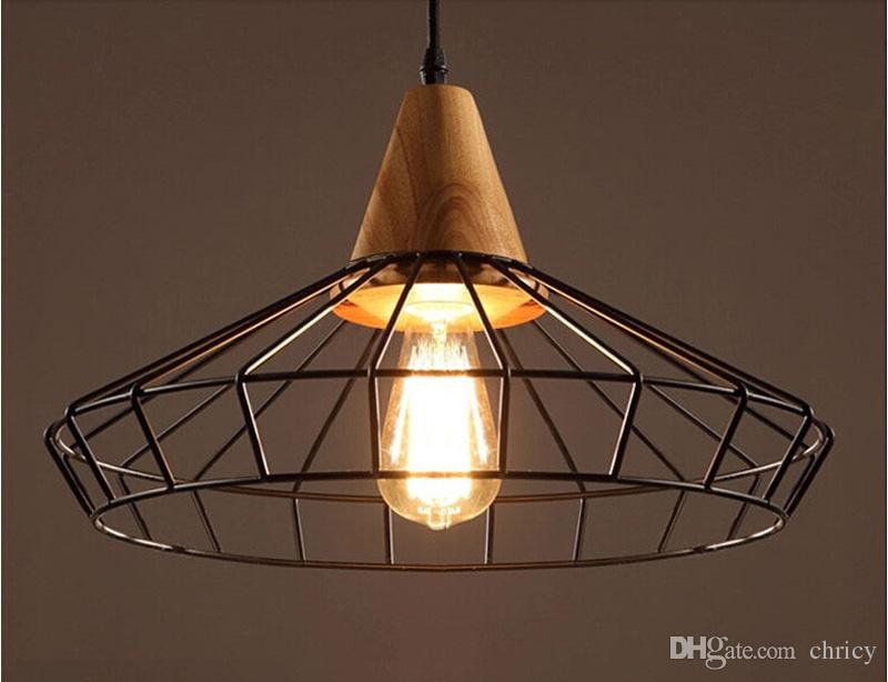 Retro Loft Led Industrial Pendant Lamp Wooden Chandelier Lighting for Restaurant Bar Coffee Kitchen Home Decoration