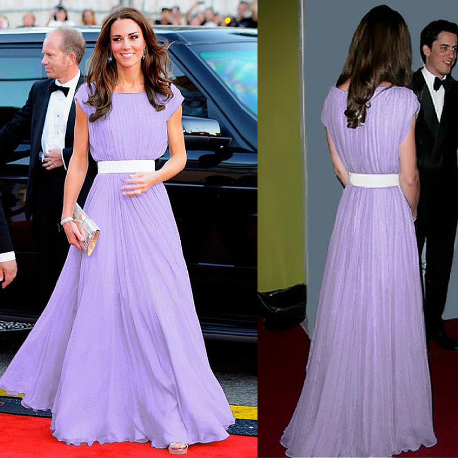 Chiffon Bateau Neckline A-Line Formal Dresses With Beading Belt Short Sleeves Lilac Long Evening Dress Prom Dress vestidos de graduacion, White 
Chiffon Bateau Neckline A-Line Formal Dresses With Beading Belt Short Sleeves Lilac Long Evening Dress Prom Dress vestidos de graduacion, White