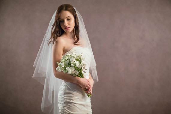 New Hight Quality Best Sale Romantic Fingertip White Ivory Cut Edge Veil Bridal Head Pieces For Wedding Dresses