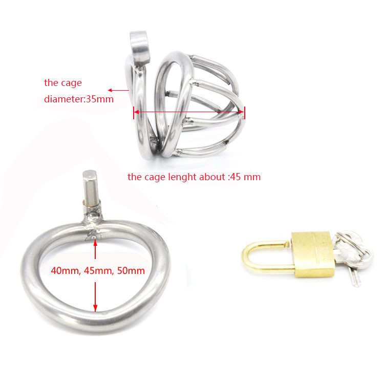 Super Small Male Chastity Device 40MM Adult Cock Cage With Arc-shaped Cock Ring Sex Toys Stainless Steel Chastity Belt