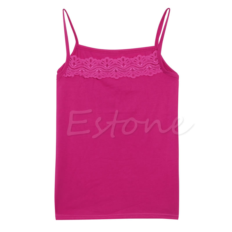 Wholesale-[COCKCON] Women Sleeveless Camisole Basic Stretch Spaghetti Cotton Lace Tank Tops Cami