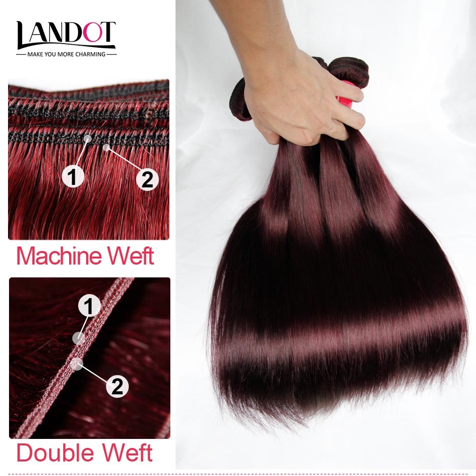 Burgundy Wine Red Color 99J Brazilian Virgin Hair Weave Bundles Peruvian Malaysian Indian Silky Straight Virgin Remy Human Hair Extensions