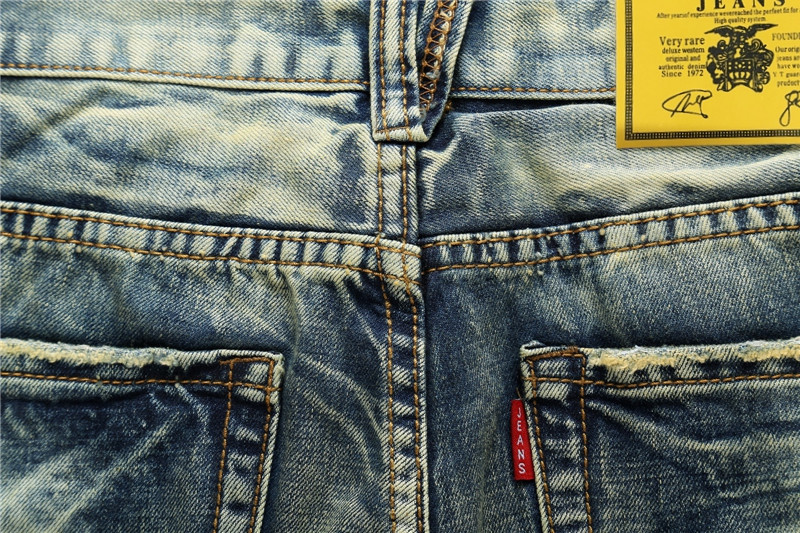 2016 men's new hole retro jeans worn Denim,denim trousers fashion men straight jeans stitching multi hole and the wind wash jeans 28-42