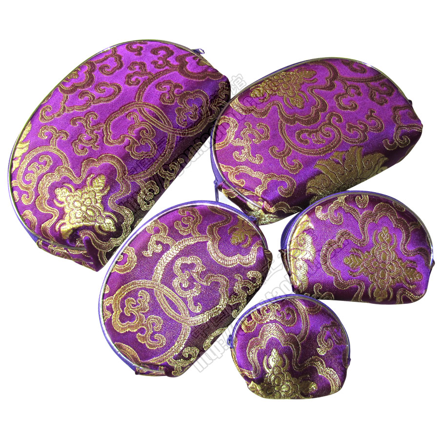 50set Light Portable Silk brocade Bag 5 size Set Zipper Coin Purse Travel Jewelry Makeup Tools Storage Bags Gift Packaging Pouch Phone Wallet