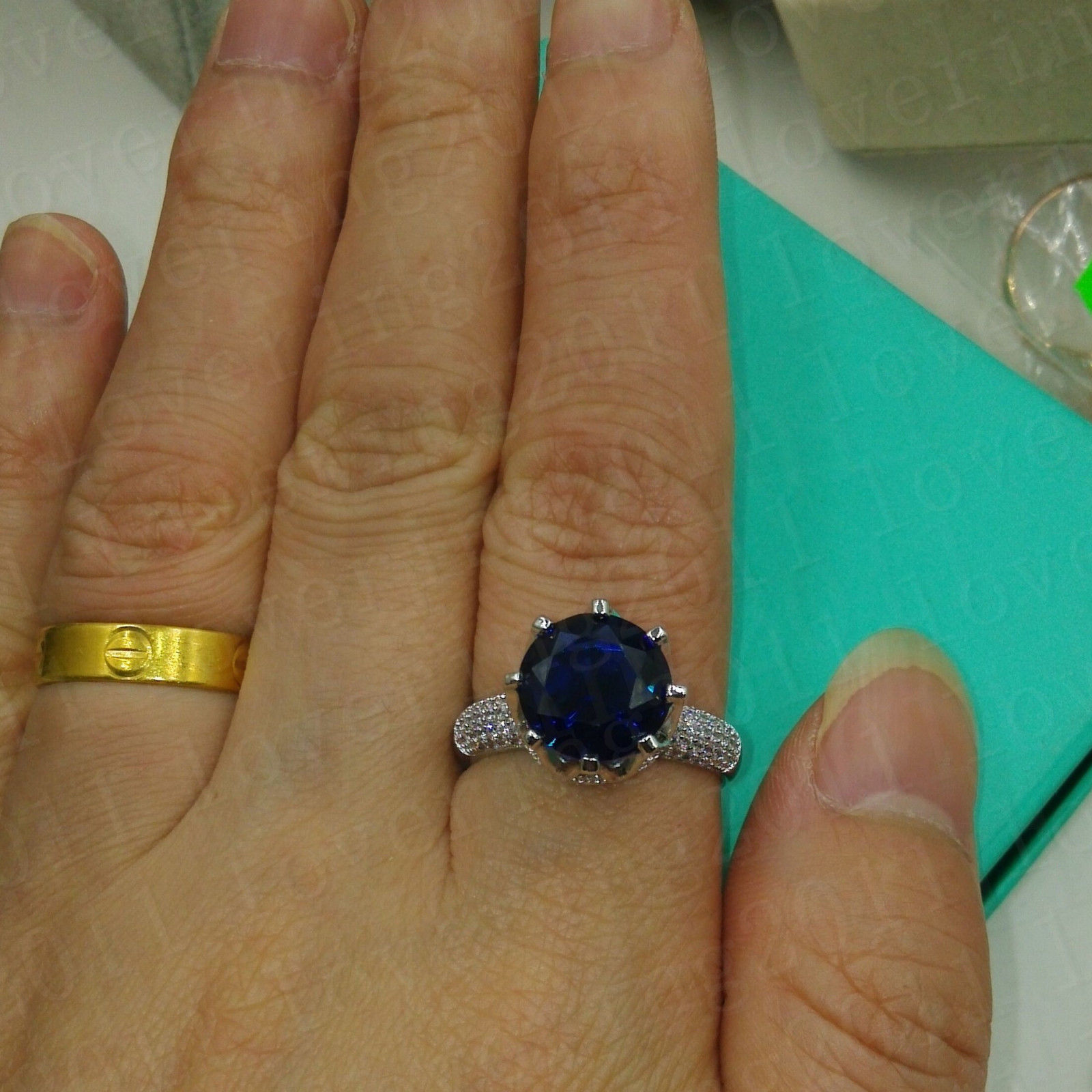 2024 Handmade Women's 8ct Blue Sapphire Solitaire Ring in Sterg Sier for Wedding - Sizes 5-11