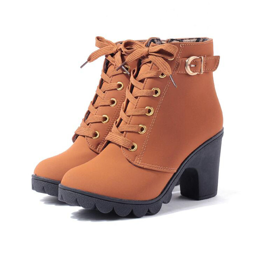 Autumn Winter Women Heels Boots Solid Lace-up Ladies shoes PU Leather Fashion Short Ankle Boots female Free Shipping, Black
Autumn Winter Women Heels Boots Solid Lace-up Ladies shoes PU Leather Fashion Short Ankle Boots female Free Shipping, Black