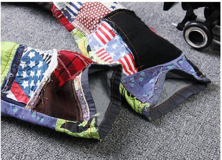 Mens Jeans New arrive Personality men's Patchwork Fashion famous Brand clothing Mens Jeans homme Ripped gym warm men