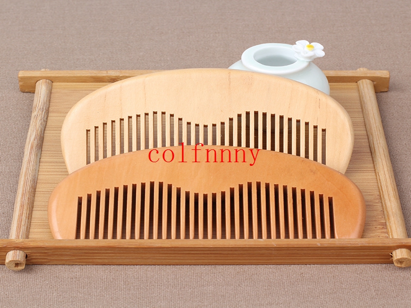 300pcs/lot Engraved Your Logo Natural Peach Wooden Comb Handmade Straight Pocket Wooden Beard Combs Custom 11*5*1CM