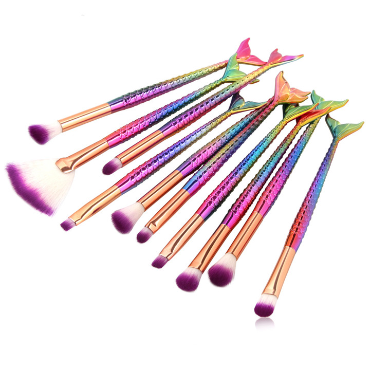 10pcs/set Eye Makeup Brushes Set Mermaid Handle Design Blush Powder Eyebrow Eye shadow Eyeliner Eyesocket Blending Nose Fan Make Up Brush
10pcs/set Eye Makeup Brushes Set Mermaid Handle Design Blush Powder Eyebrow Eye shadow Eyeliner Eyesocket Blending Nose Fan Make Up Brush