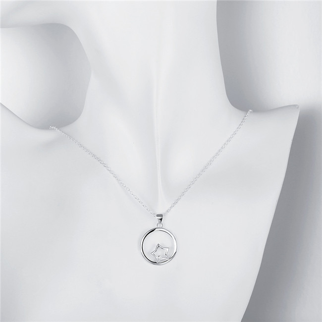 High grade women's Annulus shape Pendant Necklace white gemstone sterling silver necklace STSN704,brand new fashion 925 silver necklace