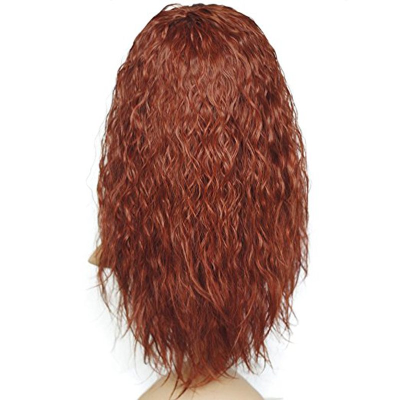 Free shiping Cosplay Wigs for Women Long Synthetic Wavy Curly Reddish Brown Wig with bangs
