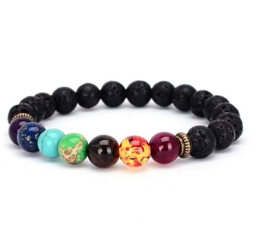 Beaded Strands Wholesale 12pcs\lot 7 Chakra Bracelet Chakra Stone Bracelets Unisex Yoga Energy Brcelet