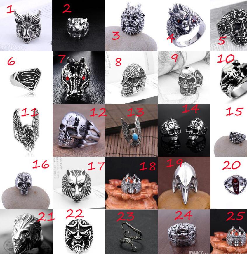 free shipping mens stainless steel popular new style selling fashion cool gothic punk biker finger rings jewelry free gift