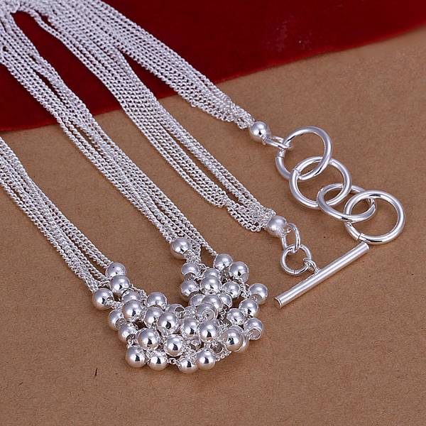 Brand new Six-lane light beads sterling silver plate necklace STSN002,fashion 925 silver Chains necklace factory direct sale