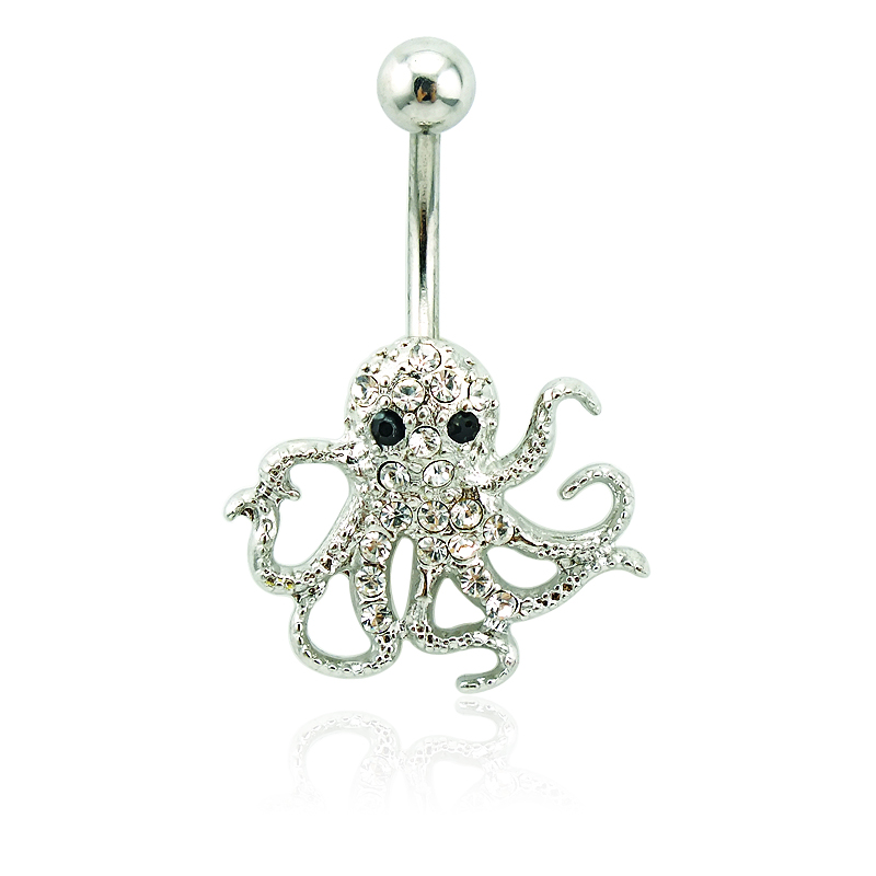 Brand New Belly Button Rings Surgical Steel Barbell White Rhinestone Octopus Navel Rings Body Piercing Jewelry, Silver
Brand New Belly Button Rings Surgical Steel Barbell White Rhinestone Octopus Navel Rings Body Piercing Jewelry, Silver