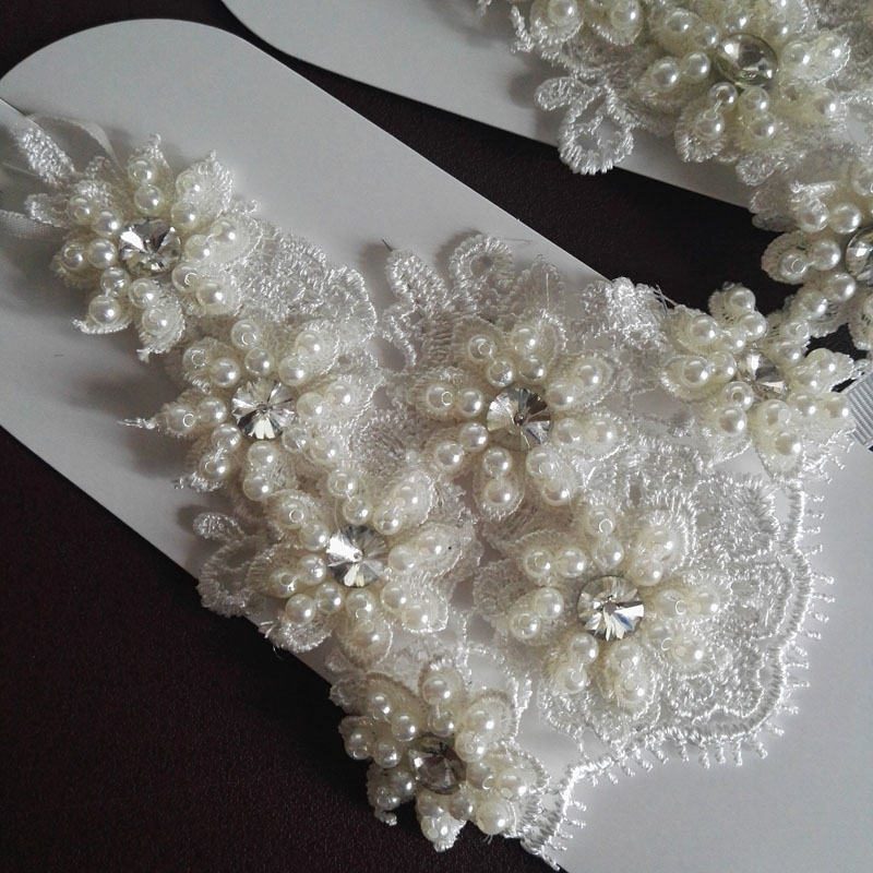 Sparkling Ivory Bridal Gloves Beads Crystal Pearls Wedding Bridal Gloves Wedding Accessories Real Pictures