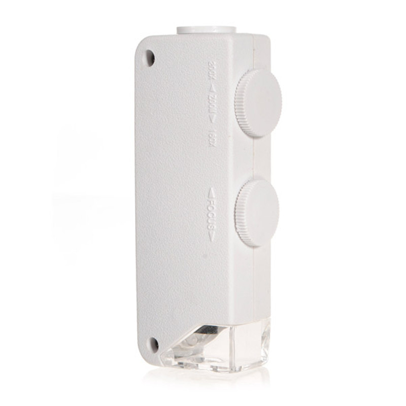 Wholesale-High Quality Mini Handheld 160X - 200X Zoom LED Lighted For Pocket Microscope Loupe Magnifying New Arrival