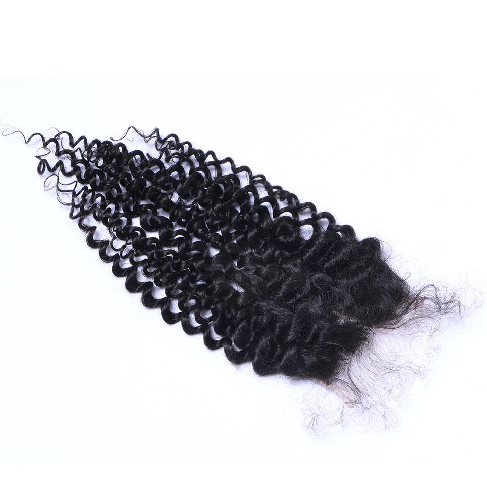 Free shipping Brazilian Virgin Kinky Curly Human Remy 4x4 Lace Closure Pre-Plucked With Baby Hair