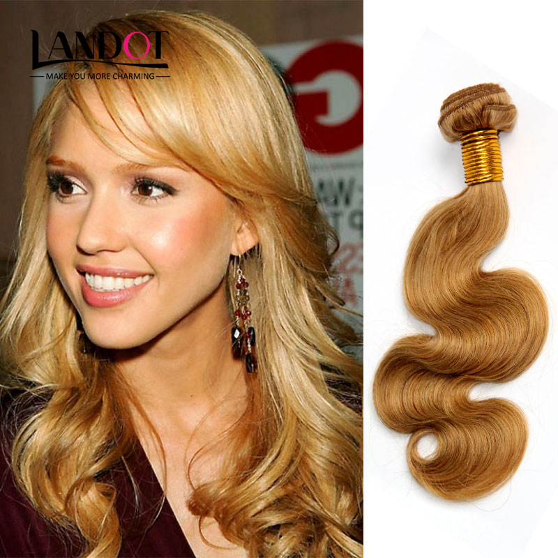 Fashion Color #27 Strawberry Honey Blonde Brazilian Peruvian Malaysian Indian Body Wave Virgin Remy Human Hair Weaves Extensions Bundles