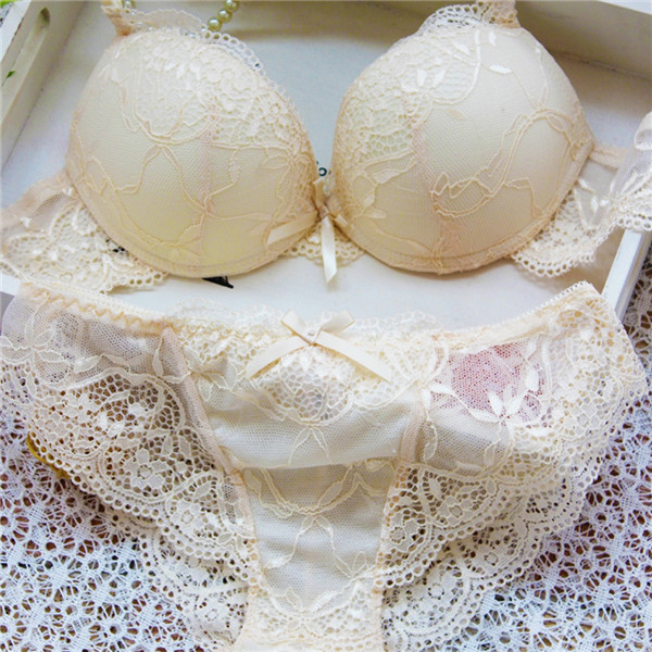 Satin Lace Embroidery Bra Sets Women Sexy Solid Bra Lace Cute Sexy Underwear With Panties 2 Pcs/Set Corset Underpants Women