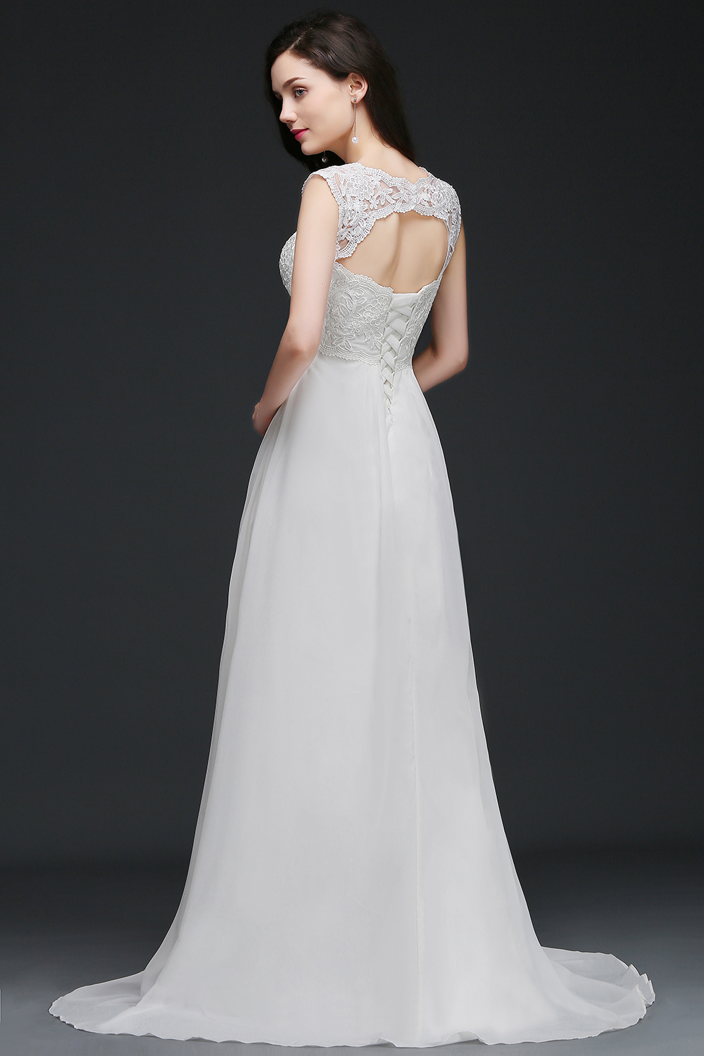 Empire Long Chiffon Party Lace Top Elegant A E Garden Dresses Summer Beach Wedding Gowns Robe Cps732 329 6660311