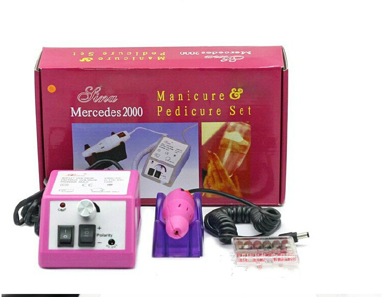 Professional Pink Electric Nail Drill Manicure Machine with Drill Bits 110v-240V(EU Plug) Easy to Use
