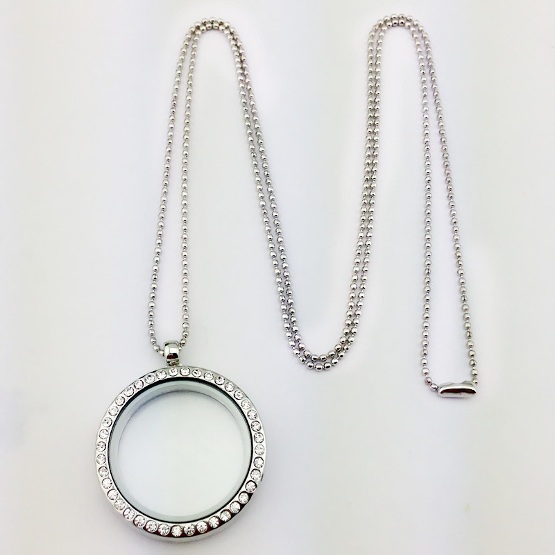 Charmful 4 Colors Floating Locket Pendant Necklace women Magnetic Living Memory Glass Floating Charm Locket With bead Chains DIY necklaces